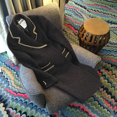 Moschino, Chain-trimmed wool-blend bouclé coat